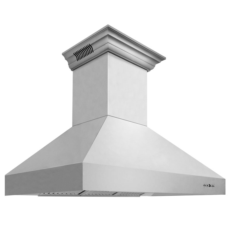 48" Crown Sound Ducted Vent Wall Mount Range Hood in Stainless Steel with Built-in Bluetooth Speakers, 48"