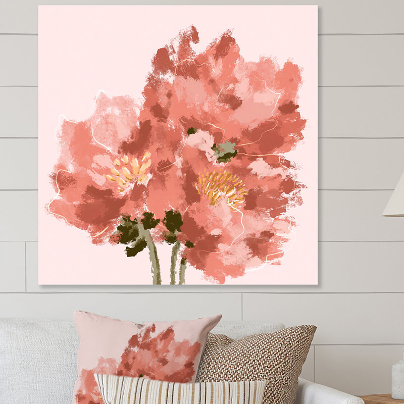Bouquet de pivoines, fleurs, art mural traditionnel sur toile, H 36 po x l 36 po x P 1,5 po, Toile tendue