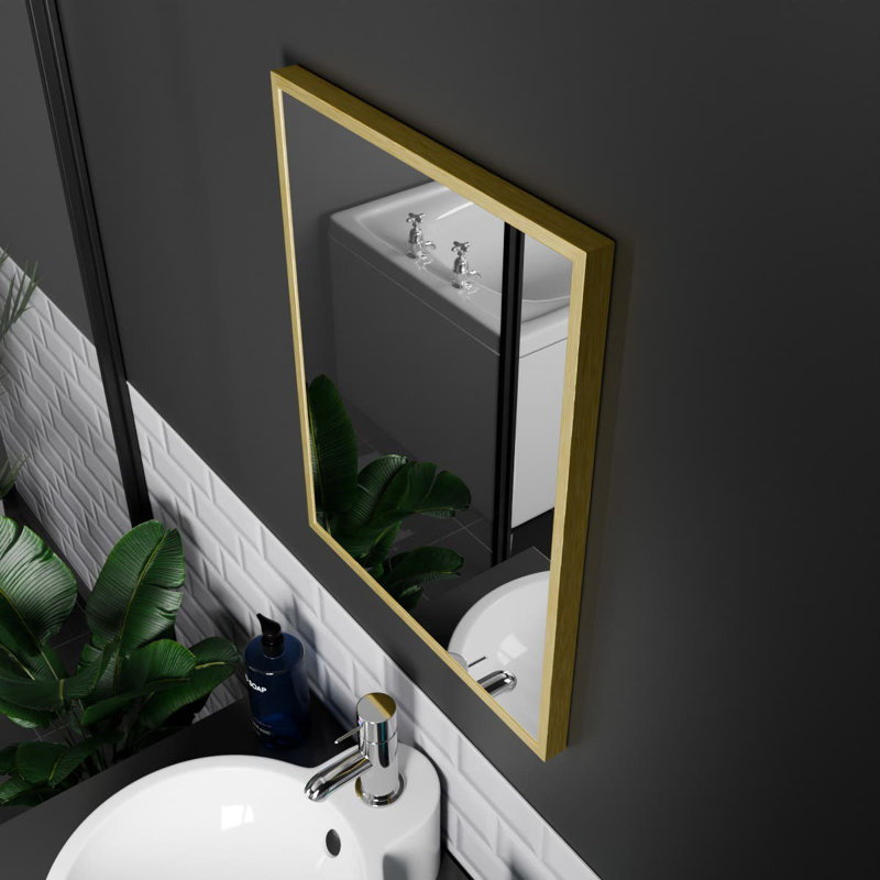 Aluminum Rectangle Mirror, 50cm x 39cm, Brushed Brass