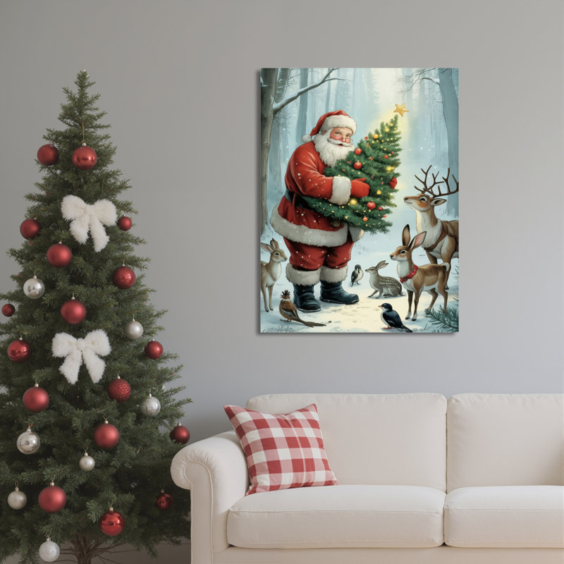 Art mural sur toile Santa Deer, H 36 po x l 24 po