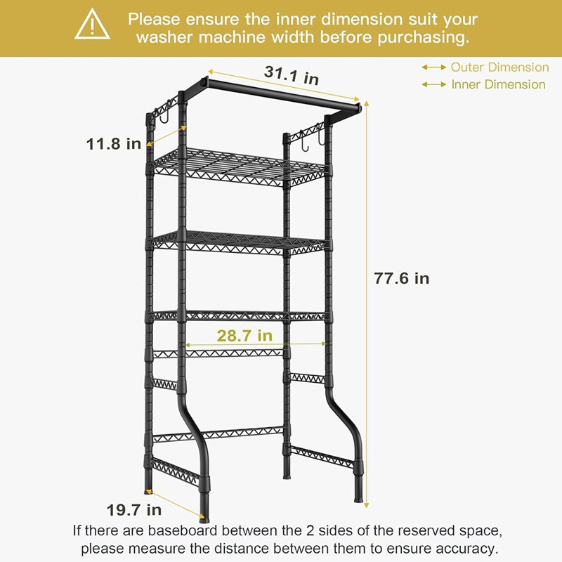 Étagère de rangement pour laveuse et sécheuse à 3 niveaux U11