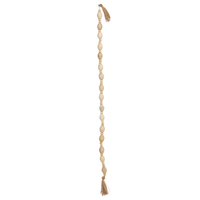 Mango Wood Bead Garland with Jute Tassels