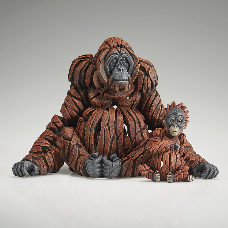 Ensemble de 2 figurines Enesco EDGE Sculpture orang-outan avec bébé, 11,4 cm