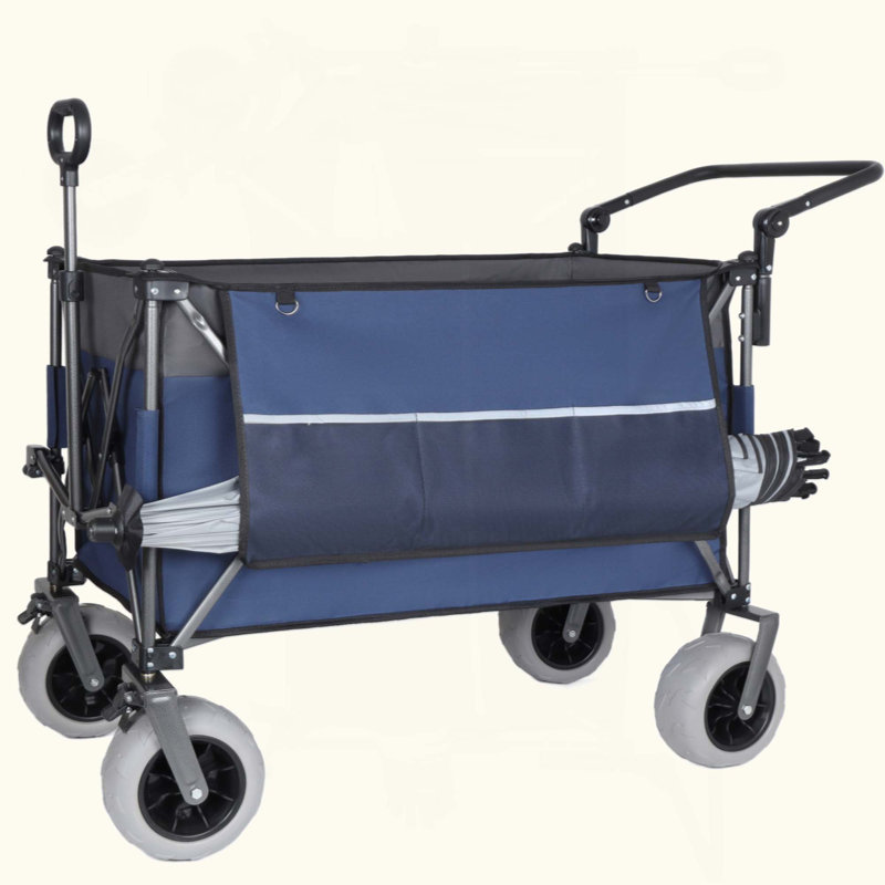 Chariot pliant multifonctionnel avec chariot pivotant et poussoir avec poignée rotative et pneus de plage de 9 po x 4 po pour le camping et la plage - capacité de charge très élevée de 300 l XL pour une charge de 480 lb pour le transport d'épicerie et l'utilisation à l'extérieur