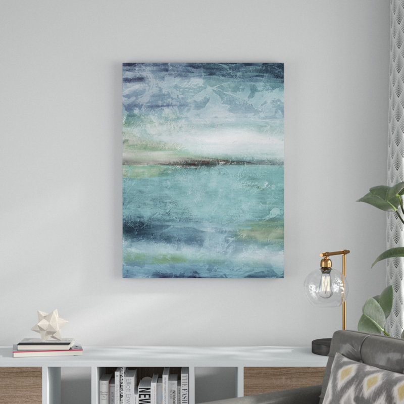 « blue lagon light », reproduction de peinture à l’acrylique sur toile tendue, H 40 po x l 30 po x P 1,5 po