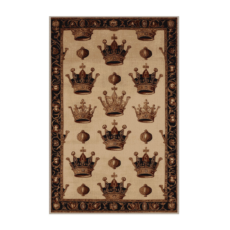 Machine Washable French Beige Area Rug, Rectangle 5' x 7'