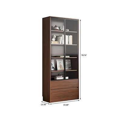 Bibliothèque de style rétro avec tiroirs H 78,74 "x l 32,68", vitrine anti-poussière