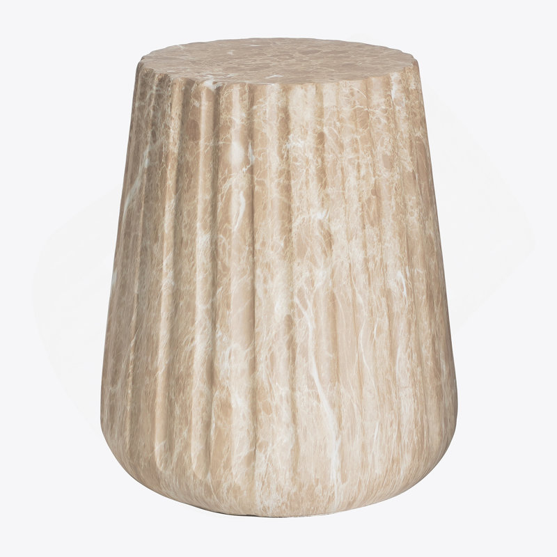 Outdoor Cleme Carved Side Table, Gold, Gold