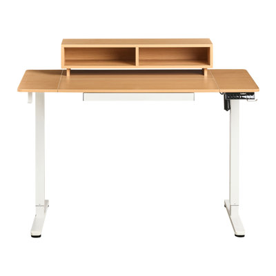 Electric Adjustable Standing Desk LUCAMA Light Brown/ White 120 cm 60 cm with USB Port