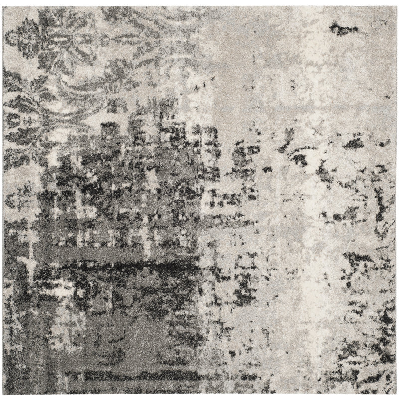Arlinda Retro Performance Abstract Rug, Square 8'