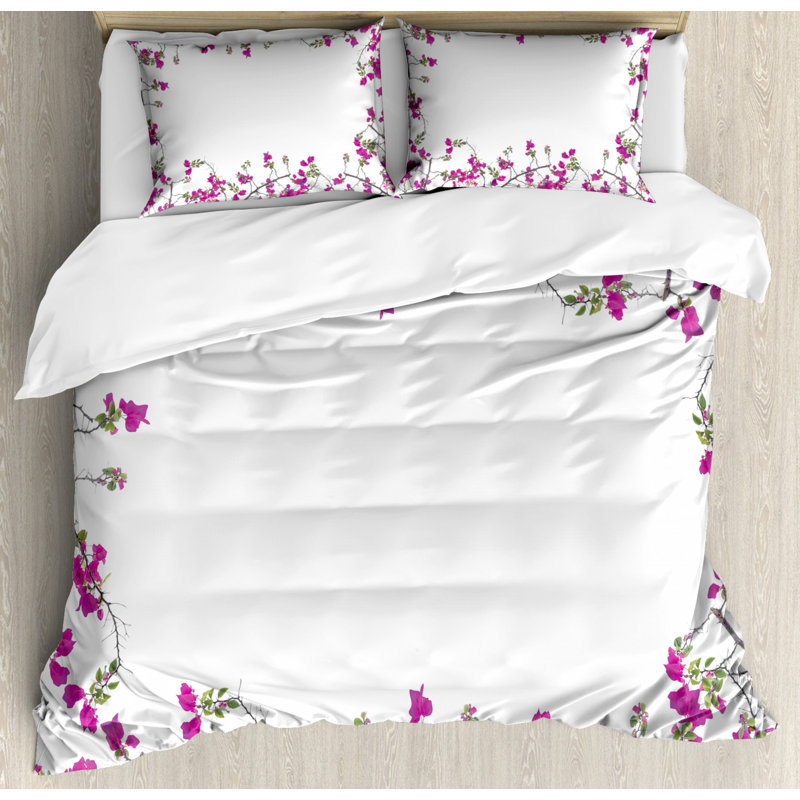 Ensemble de housse de couette fleur, Housse de couette pour grand lit et 2 taies décor