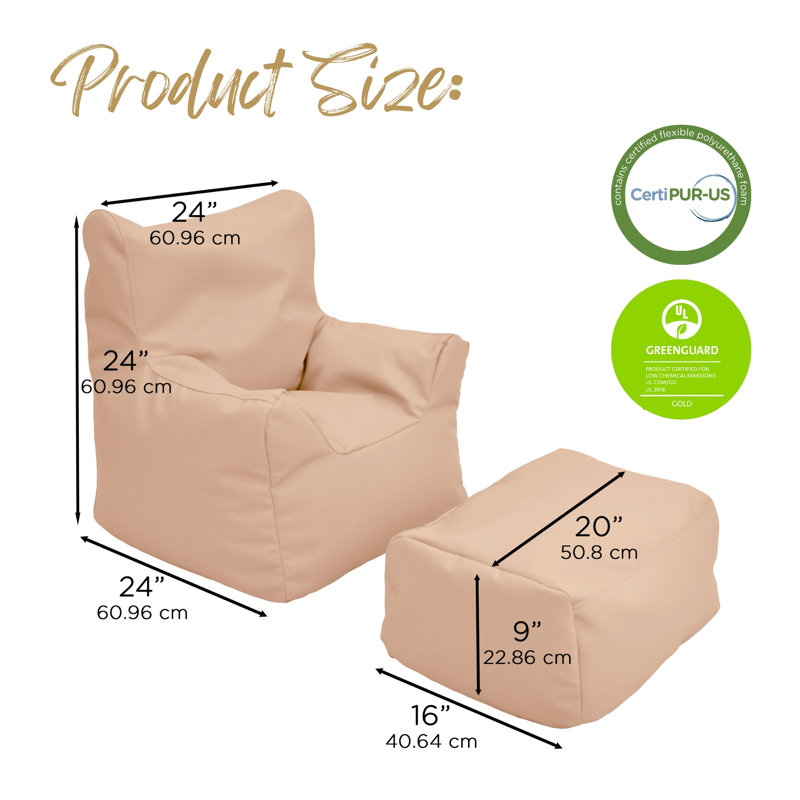 Fauteuil confortable et repose-pieds, Polyuréthane brun clair