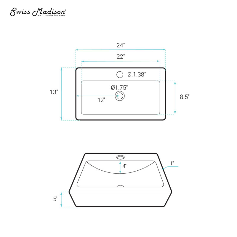 Lavabo vasque 24 po Rennes
