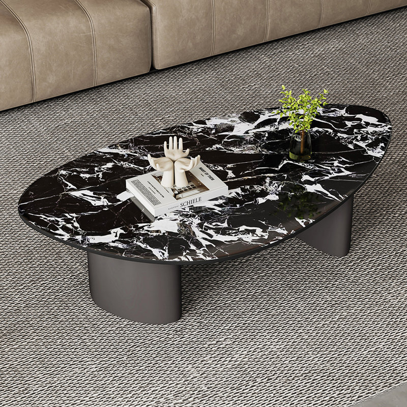 Table basse Modern Modern, H 15,74 po x L 55,11 po x l 27,55 po, Blanc/Noir