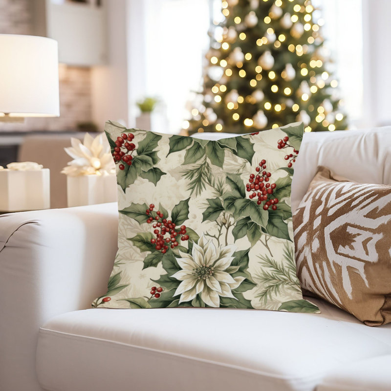 Botanical Christmas Flower Pattern Botanicals Classical, 18" x 18"