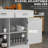 White Kitchen Cart With Folding Drawer - 2 Drawers, Adjustable Shelves For Dining Room Rolling Extendable Top Drawers & Area