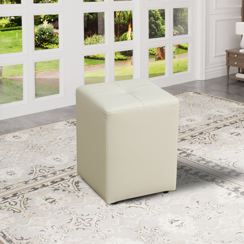 Repose-pieds rembourré Haneefa, Similicuir beige