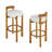 Elise Indoor Wooden Low Back Barstool, Walnut Finished And Ivory Upholstery, Set Of 2-363815928