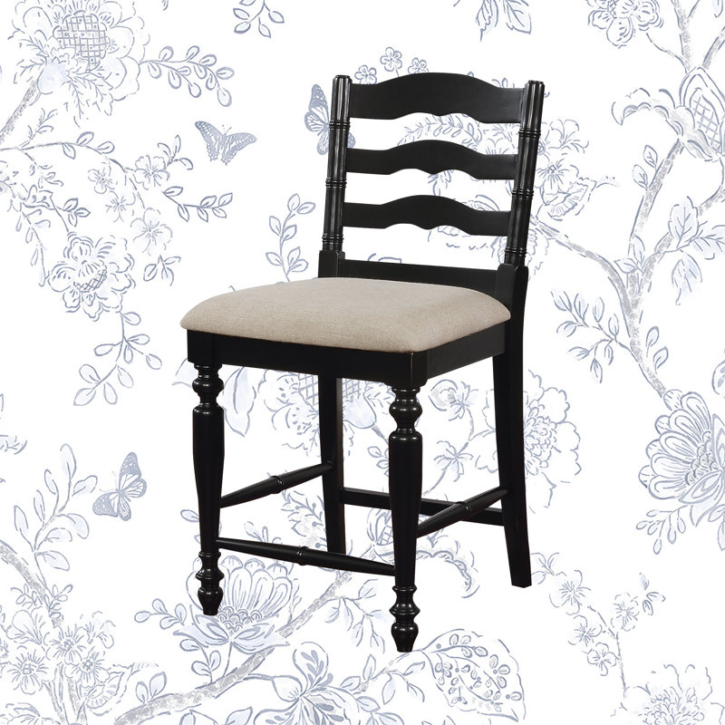 Atalanti Ladder Back Counter/Bar Stool, Counter Stool (25" Seat Height), Dark Teal