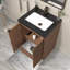 Meuble-lavabo autoportant de 23,6 po Monterey + lavabo en acrylique noir renforcé-644166519