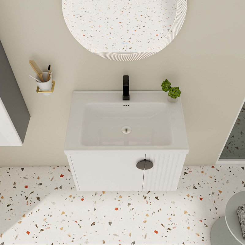 Petit meuble-lavabo avec lavabo, Blanc