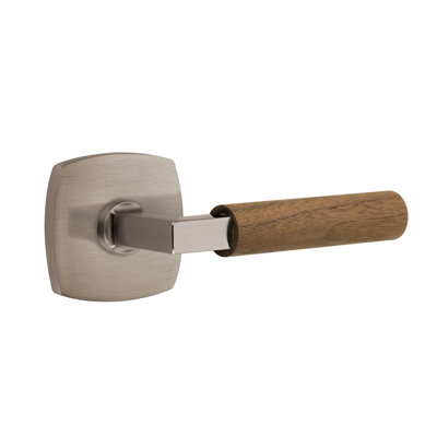 Emtek Select Passage Leverset w/ Urban Modern Rosette & L-Square Stem, Dark Walnut Handle (CF)