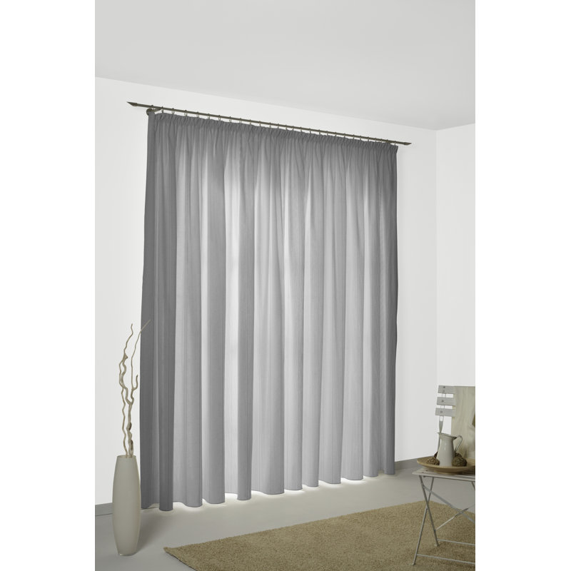 Pearce Synthetic Room Pencil Pleat Curtain, single Panel, opaque, 132cm Width x 255cm Drop, Grey/Brown/Blue