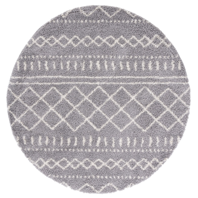Develin Performance Chevron Rug, Round 3'2", Gray/Ivory