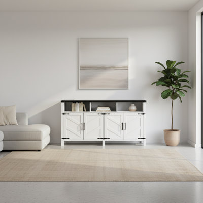 59-Inch Modern 4-Door Sideboard Buffet With Power Outlets, USB Ports, And Adjustable Shelves | Gift Idea