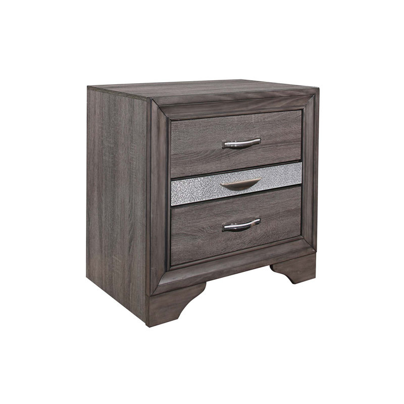 RYDER SPARKLE GREY NIGHTSTAND, A Stylish And Functional Bedroom Companion.