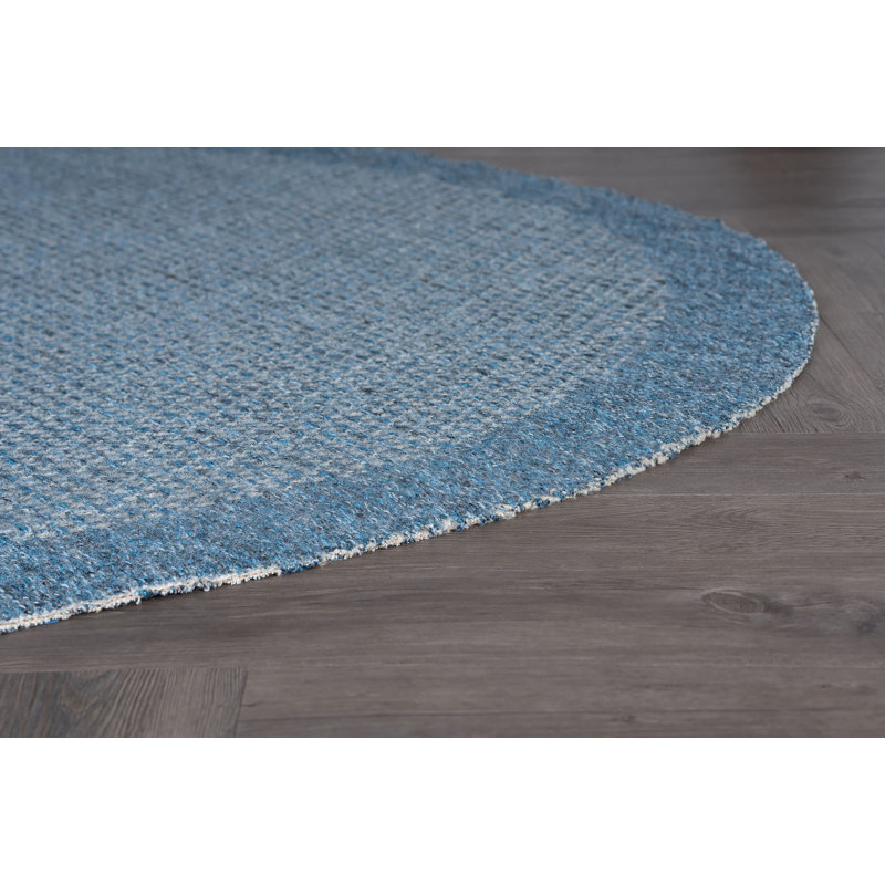Tapis bleu moderne Wallaston, Rond 5 pi 1 po