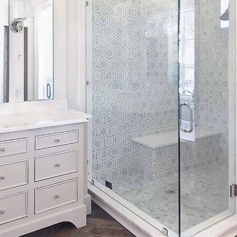 Nova 6" Hexagon Polished Marble Mosaic Tile, Lynx