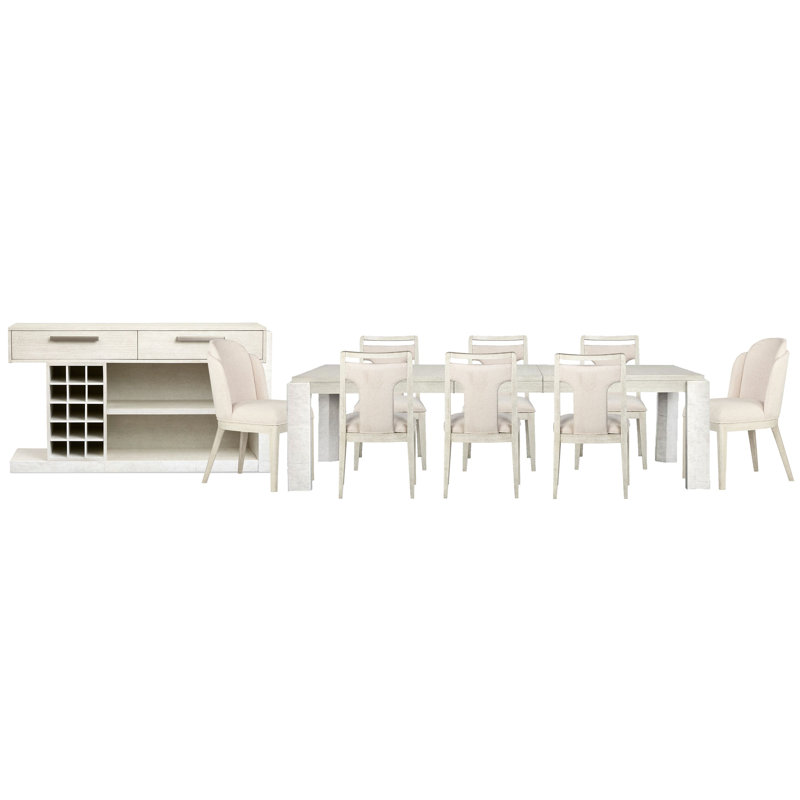 Table de salle à manger rectangulaire extensible avec 6 chaises d'appoint et buffet Rigsby