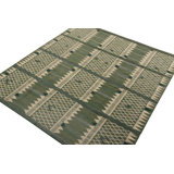 Scandinavian Hand Knotted Wool Geometric Area Rug
