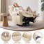 Fauteuil inclinable pivotant en cuir beige-810431875