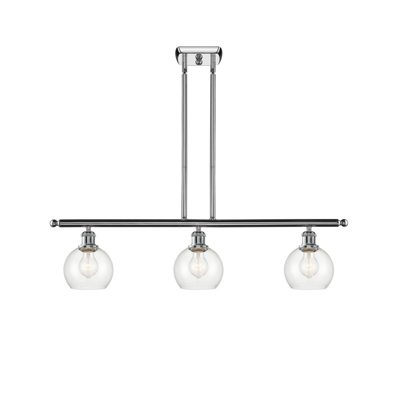 Cindi 3 - Light Kitchen Island Pendant, Clear, Polished Chrome