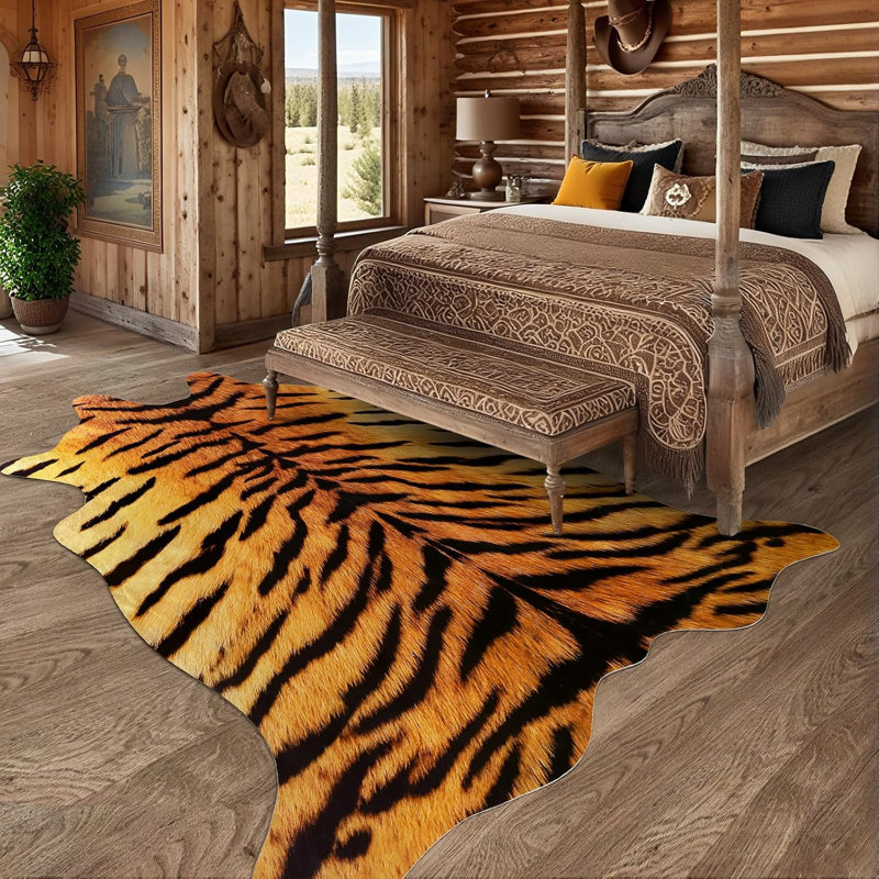 Irregular Animal Print Area Rug, 140*158cm