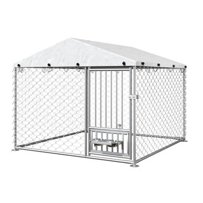 Chenil d'extérieur robuste 6,7 x 6,7 x 5 pi avec bols rotatifs