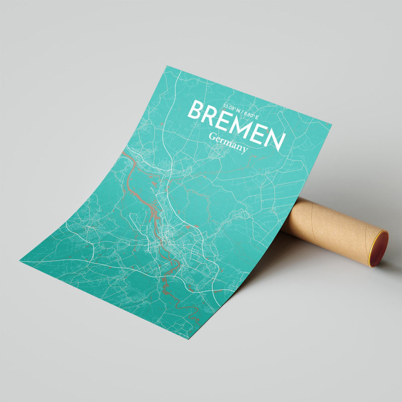 Bremen City Map, impression, H 24 po x l 18 po x P 0,05 po, Naturel