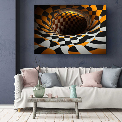 " Checkered Tunnel 3D Optical Illusion "