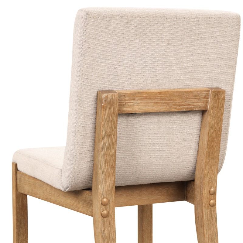 Chaise d'appoint rembourré, Lin naturel / brun clair, 2