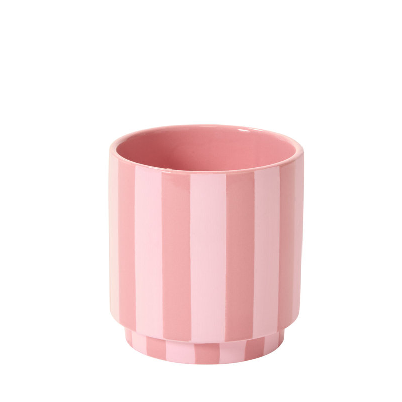 Pot à rayures rose