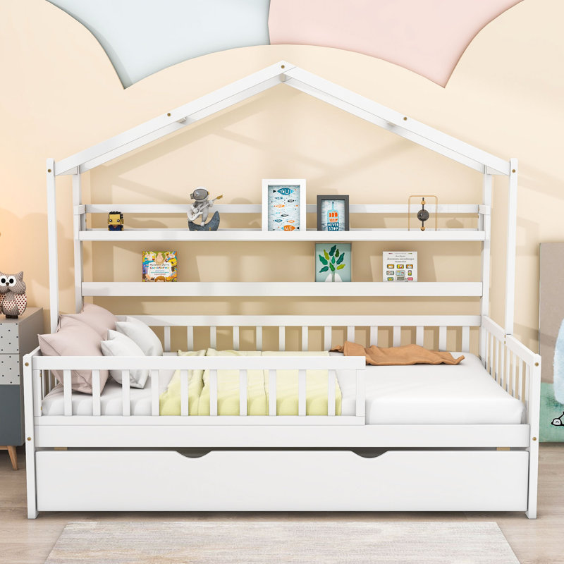 Lit avec rangement Farranshane, Simple, Blanc
