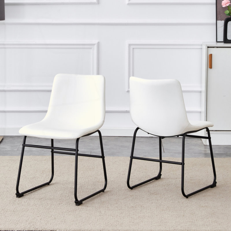 Ensemble de 4 chaises classiques en cuir de polyuréthane, un siège élégant parfait, Blanc