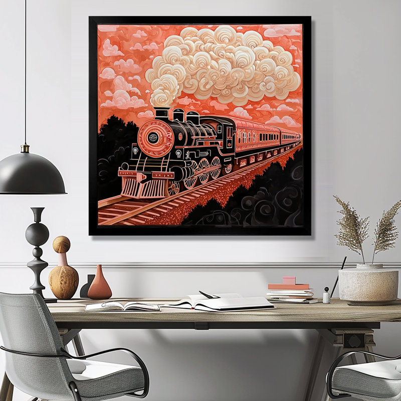 Impression sur toile Train Majestic, Reproduction encadrée, Noir, H 16 po x l 16 po