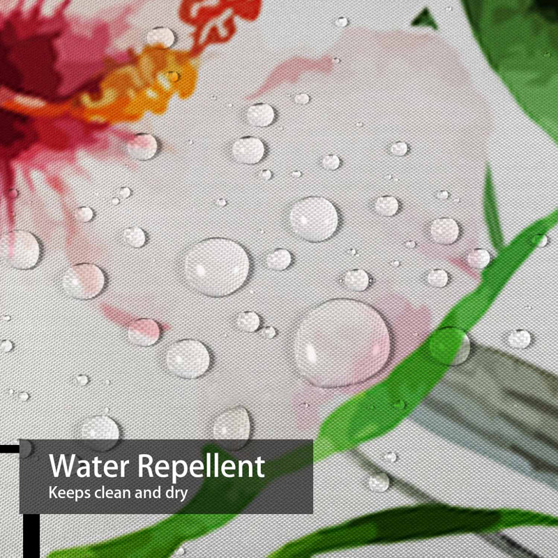 Hibiscus Wallpaper Watercolor Flower Pink Shower Curtain with 12 Hooks, 72" L x 72" W