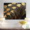 Golden Fan Geometric - Abstract Art Deco, décoration murale en métal, impression Art déco