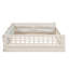 Lit plateforme tapissier double avec garde-corps et coussin Beige