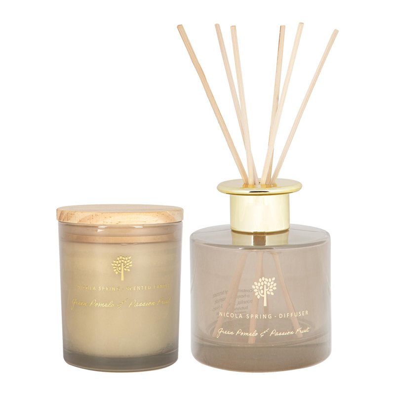 Nicola Spring - Scented Candle & Reed Diffuser - 130g - Green Pomelo & Passion Fruit
