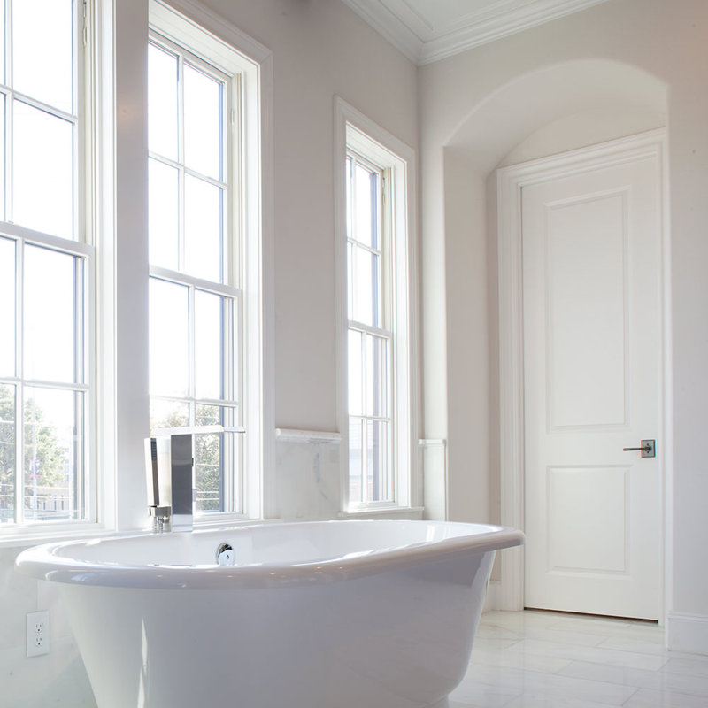 Porte moulée à 2 panneaux apprêtés à noyau creux Carrara, 18 po x 80 po